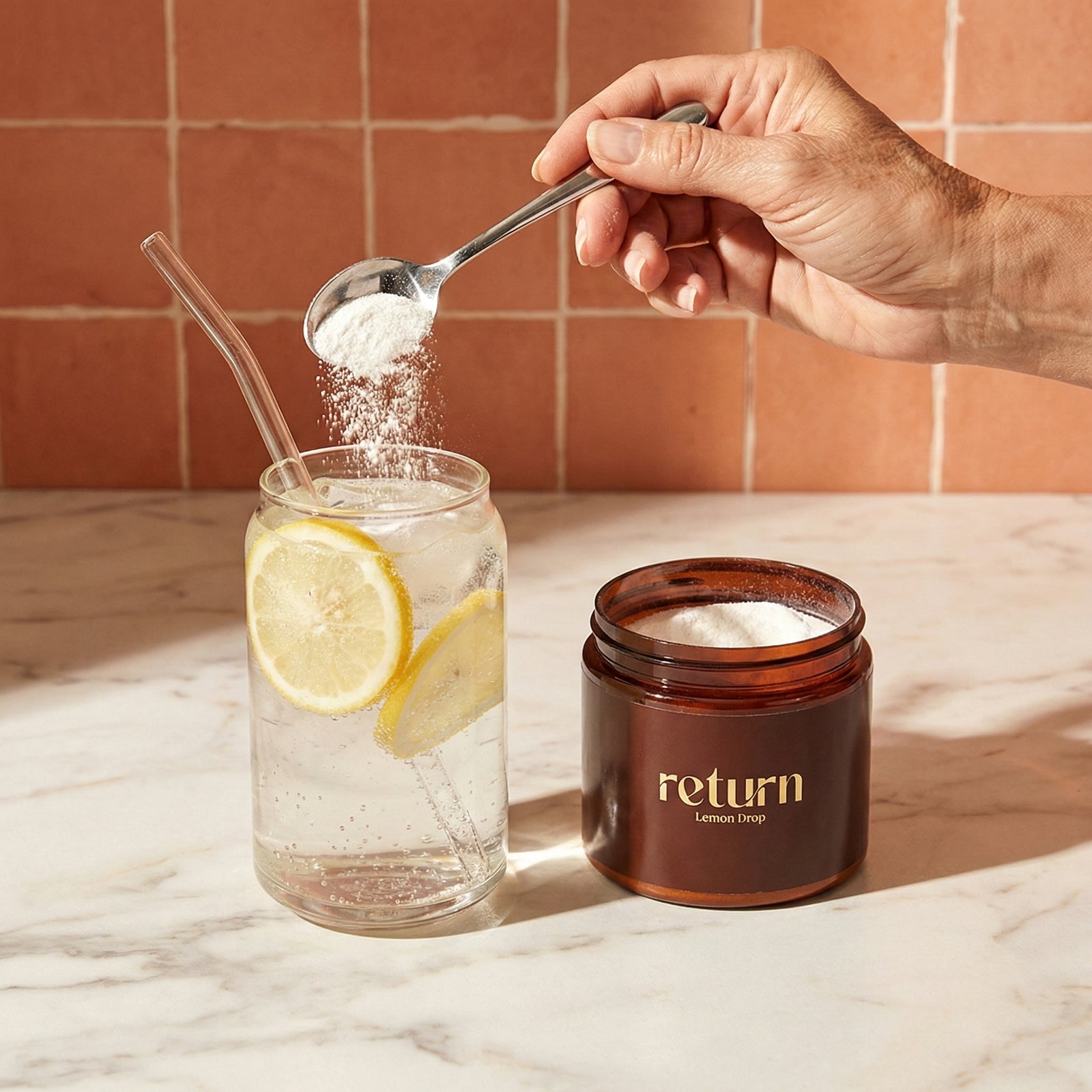 Pouring Return Hydration into Jar